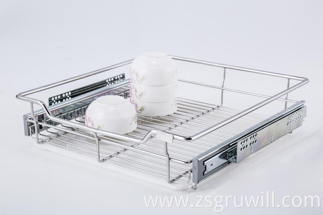 Foshan hot sale OEM pull out drawer metal wire baskets kitchen storage